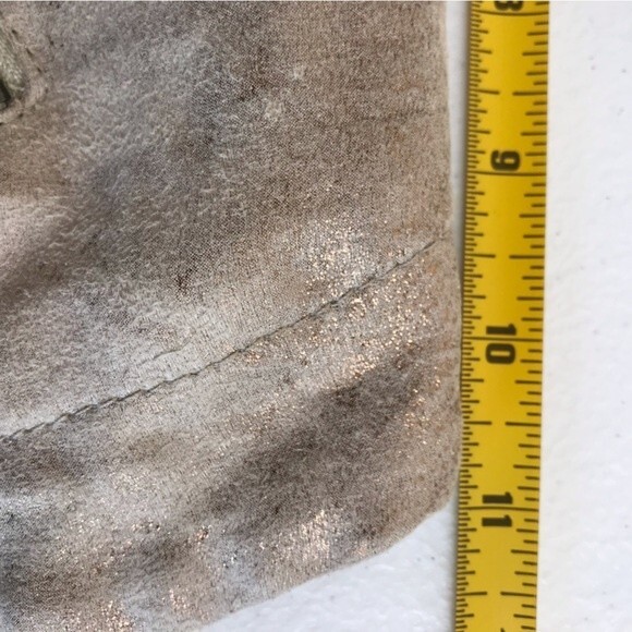 BKE Gold Metallic Faux Suede Moto Jacket Women Size Medium Motorcycle Crop - Picture 9 of 16